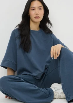 Blue Acid Wash Short Sleeve Top