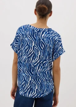 Blue Animal Print Pocket Box Top