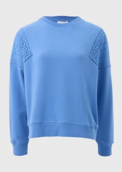 Blue Broderie Anglaise Detail Sweatshirt