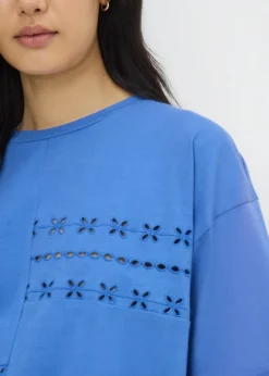 Blue Broderie Patchwork T-Shirt