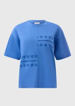Blue Broderie Patchwork T-Shirt