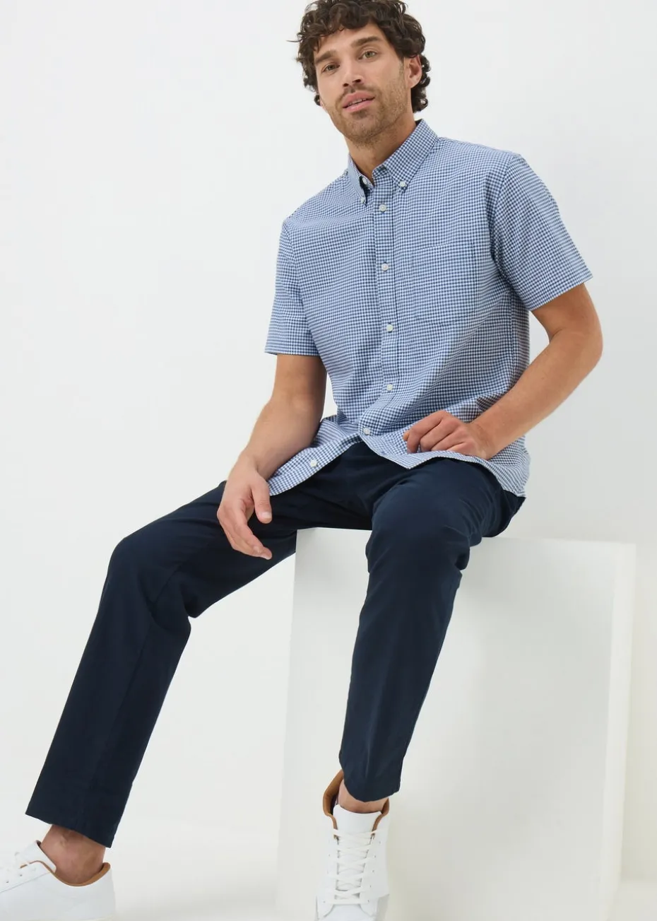 Blue Check Short Sleeve Oxford Shirt