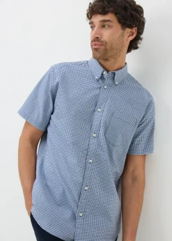 Blue Check Short Sleeve Oxford Shirt