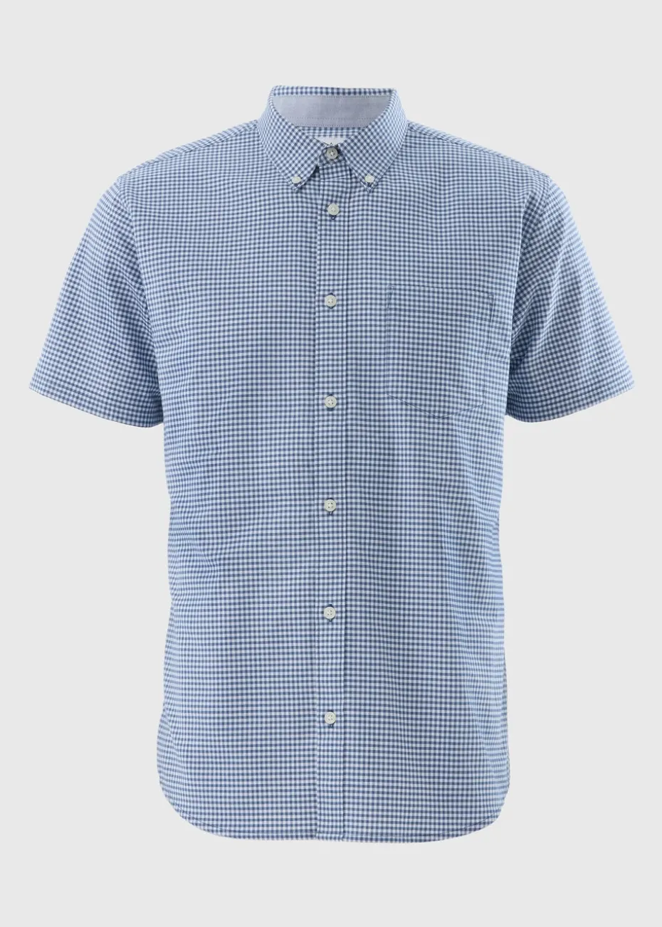 Blue Check Short Sleeve Oxford Shirt