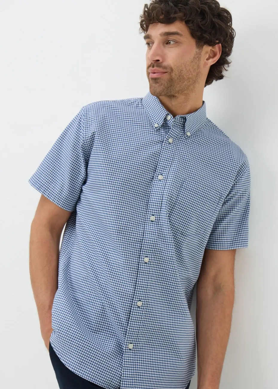Blue Check Short Sleeve Oxford Shirt
