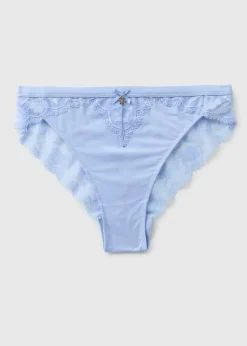 Blue Comfort Lace High Leg Knickers