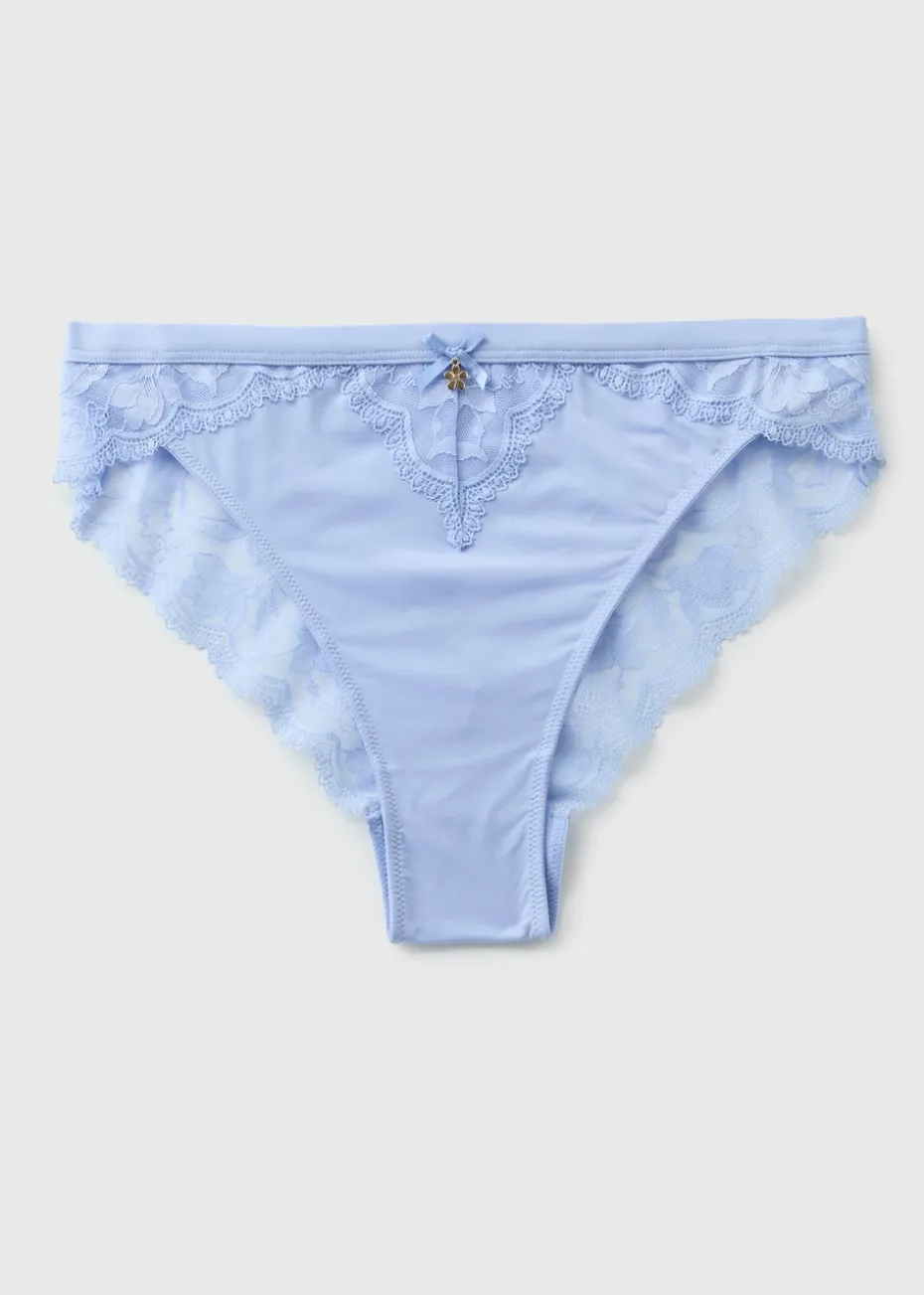 Blue Comfort Lace High Leg Knickers