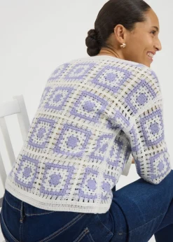Blue Crochet Patchwork Jumper