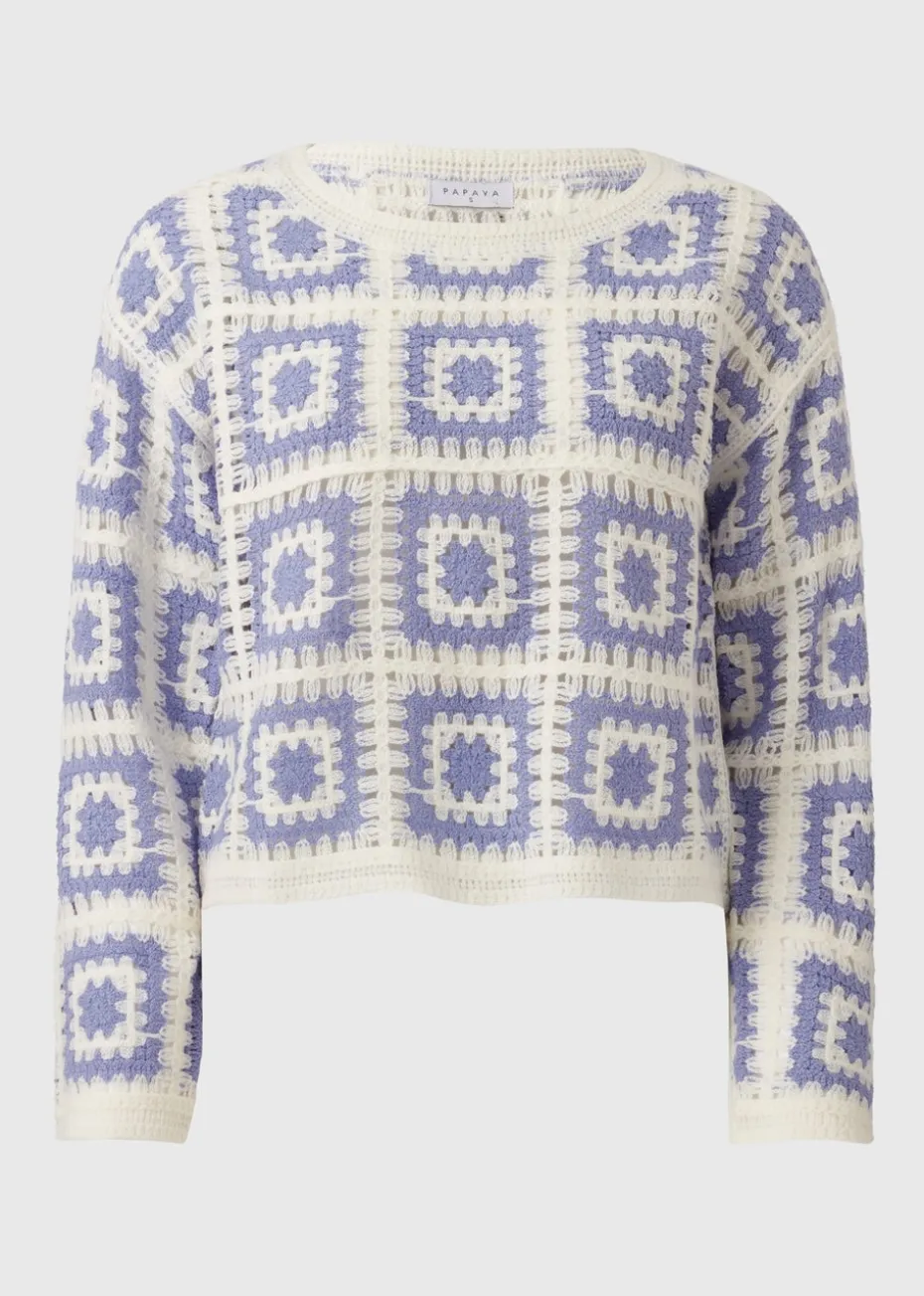 Blue Crochet Patchwork Jumper