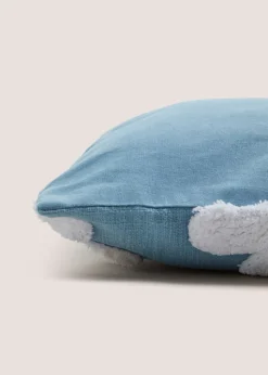 Blue Daisy Embroidered Cushion