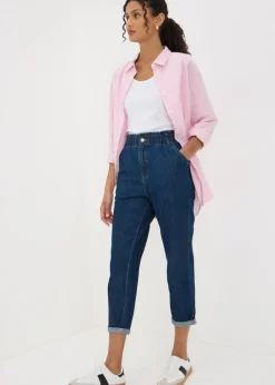 Blue Dark Wash Paperbag Jean