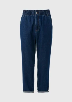 Blue Dark Wash Paperbag Jean