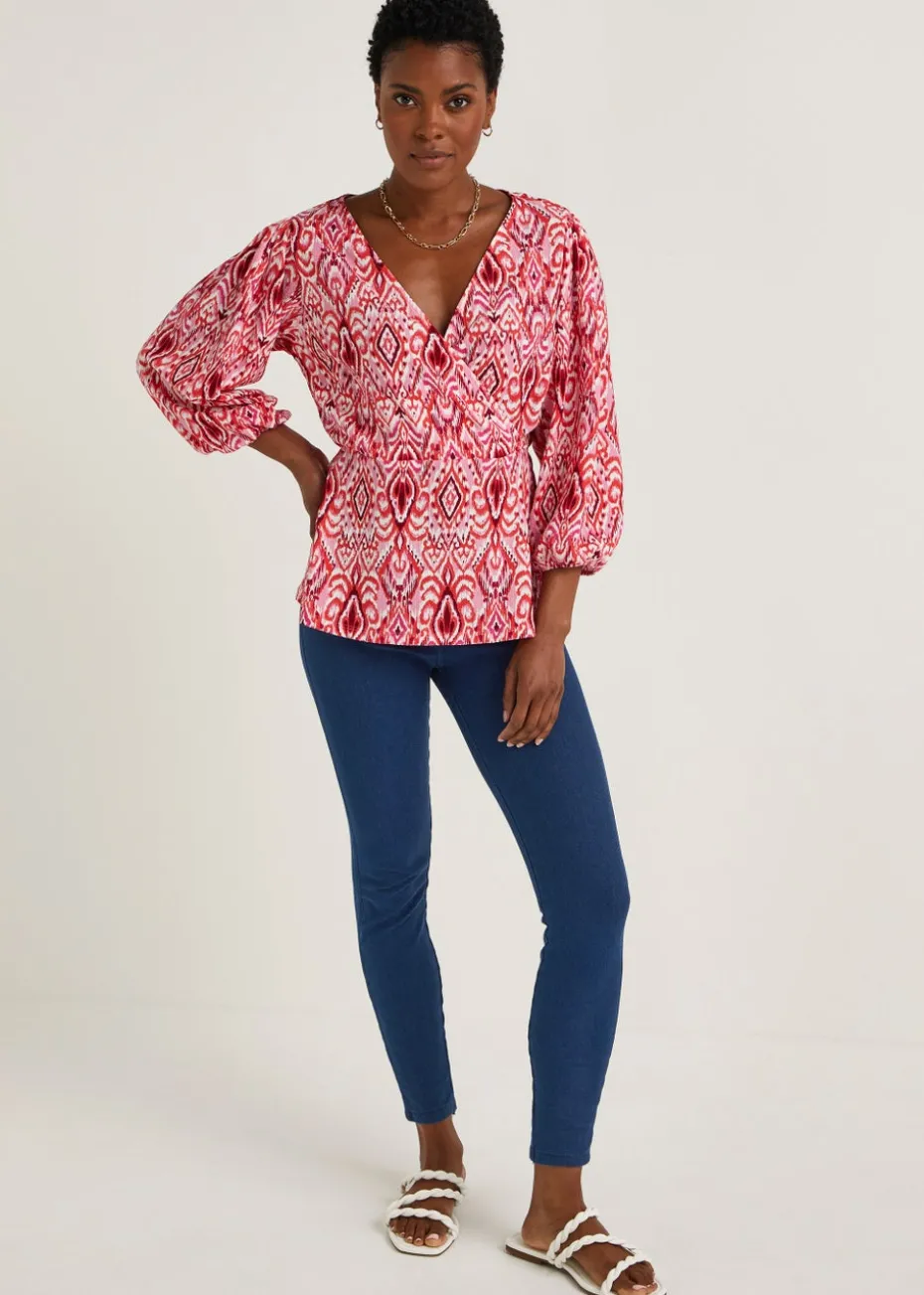 Blue Denim Look Ankle Length Leggings