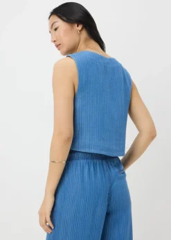 Blue Denim Pinstripe Co Ord Waistcoat