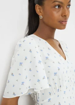 Blue Ditsy Floral Midi Tea Dress