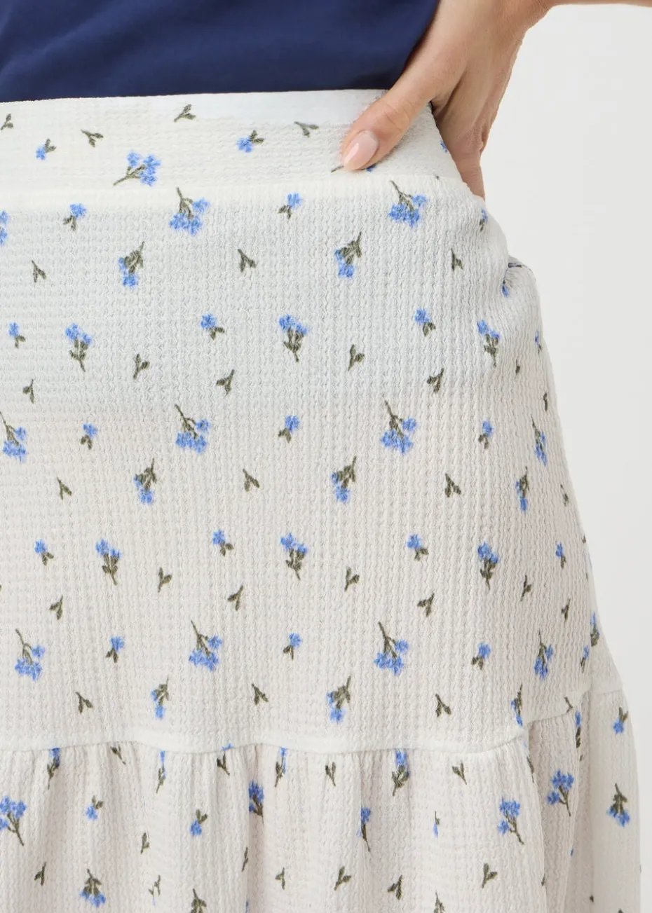 Blue Ditsy Floral Textured Mini Skirt