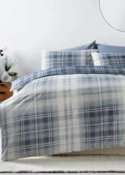 Blue Fine Check Duvet Cover
