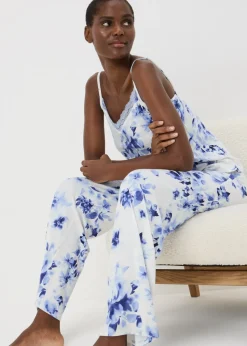 Blue Floral Long Pyjama Bottoms