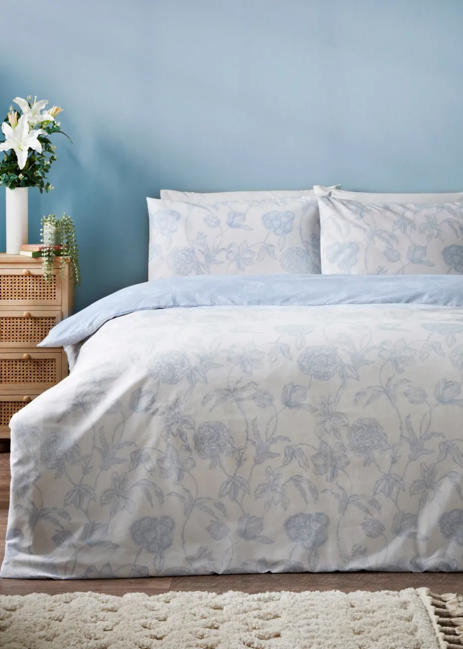 Blue Floral Sketch Duvet Set