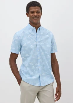 Blue Island Print Short Sleeve Shirt