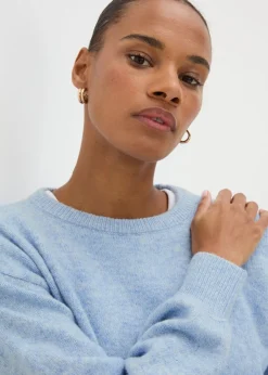 Blue Knitted Crew Neck Jumper