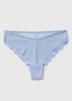 Blue Lace Back Brazilian Knickers
