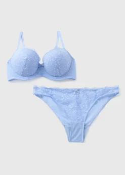 Blue Lace Co Ord Bra & Brief Set