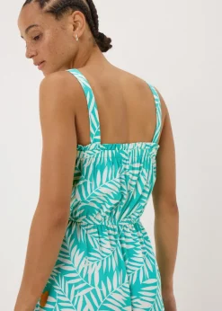 Blue Leaf Print Playsuit