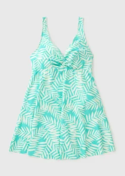 Blue Leaf Print Swimdress