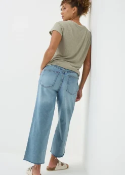 Blue Light Wash Wide Leg Cropped Jeans