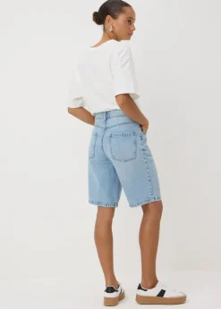 Blue Lightwash Relaxed Knee Length Shorts