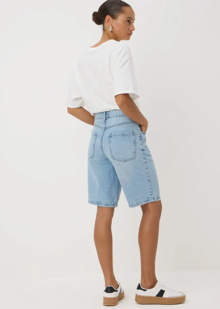 Blue Lightwash Relaxed Knee Length Shorts