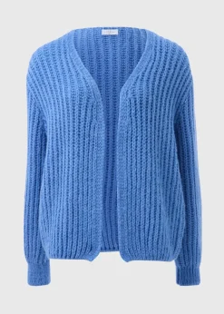 Blue Lofty Ribbed Knit Cardigan