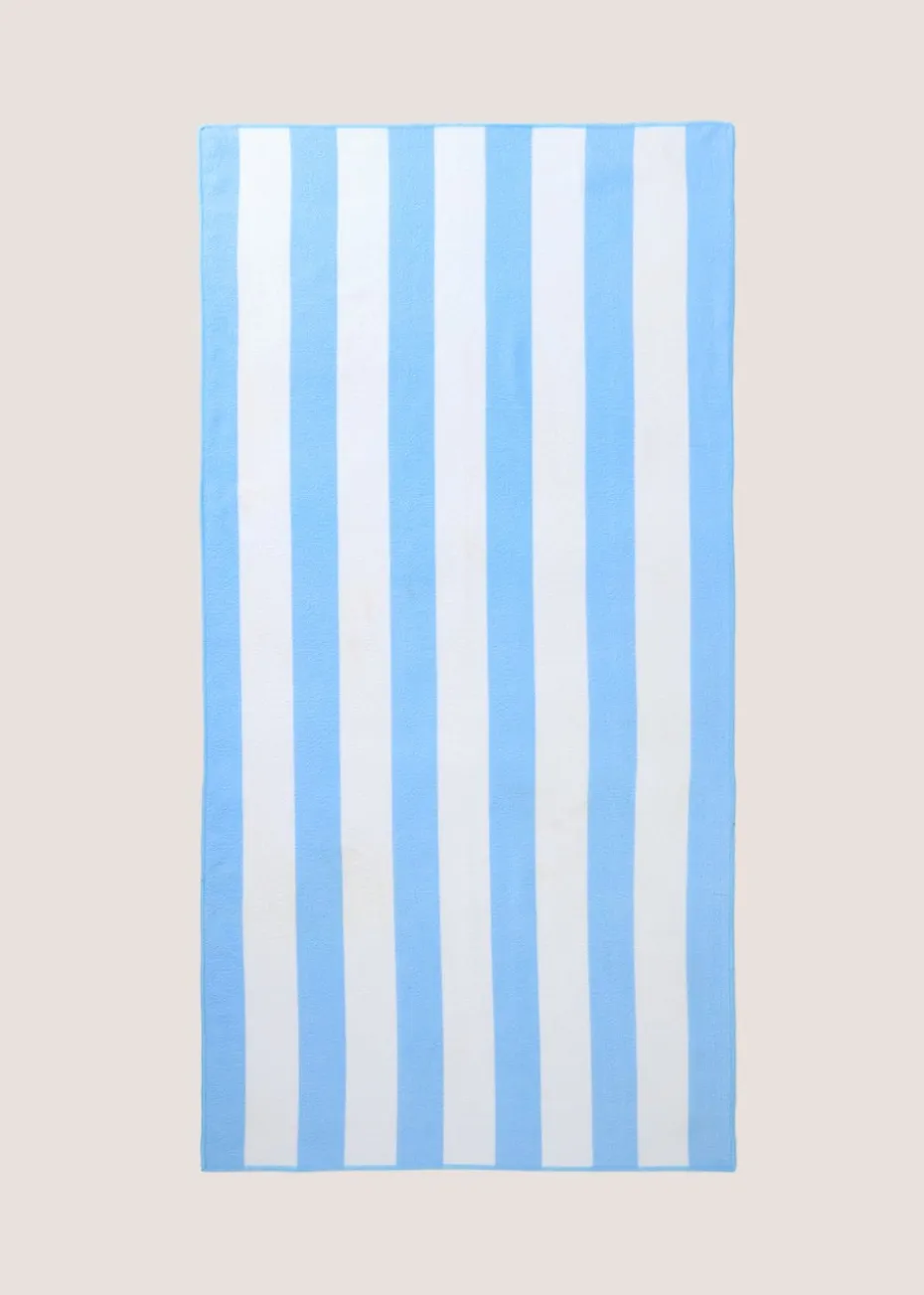 Blue Microfibre Stripe Beach Towel