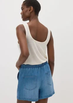 Blue Mid Wash Comfort Fit Denim Shorts