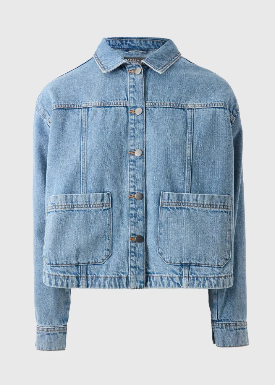 Blue Mid Wash Denim Shacket