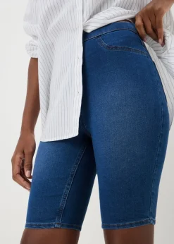 Blue Mid Wash Rosie Knee Length Shorts