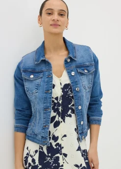 Blue Mid Wash Stretch Denim Jacket