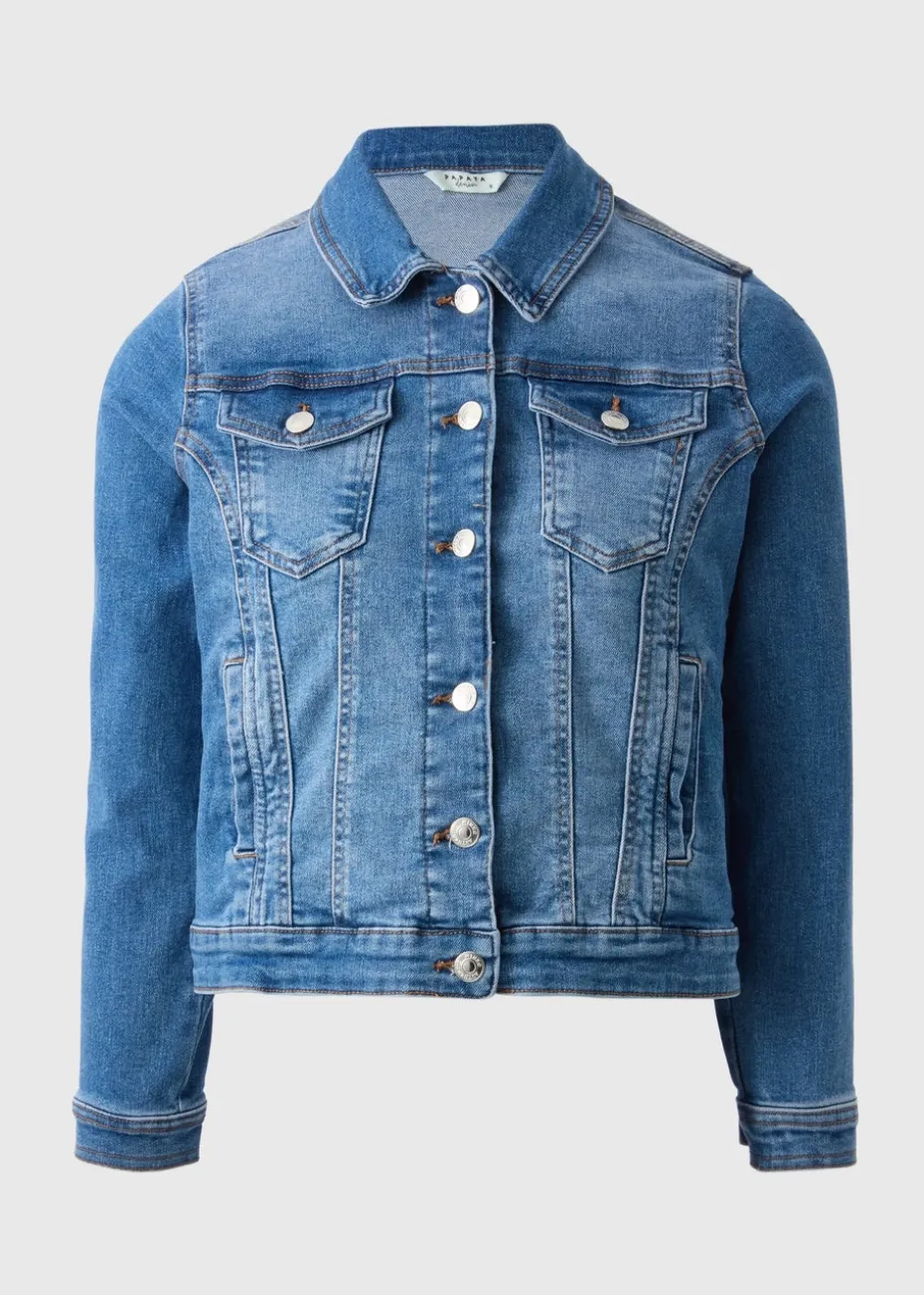 Blue Mid Wash Stretch Denim Jacket