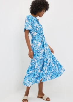 Blue Paisley Raglan Shirt Dress