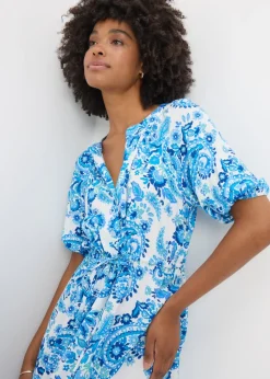 Blue Paisley Raglan Shirt Dress