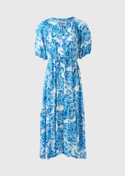 Blue Paisley Raglan Shirt Dress