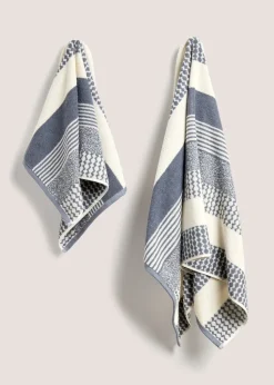 Blue Patterned Chevron Towels