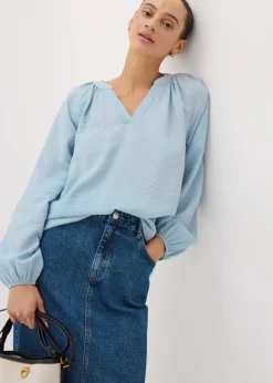Blue Popover Blouse