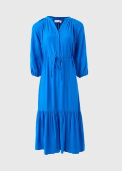 Blue Raglan Midi Shirt Dress
