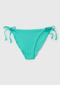 Blue Ribbed Side Tie Briefs