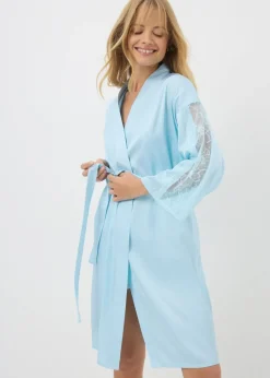 Blue Satin Dressing Gown