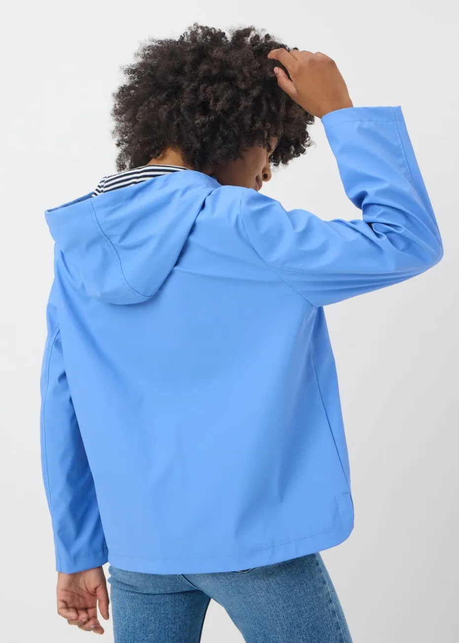 Blue Short Rubberised Parka Jacket