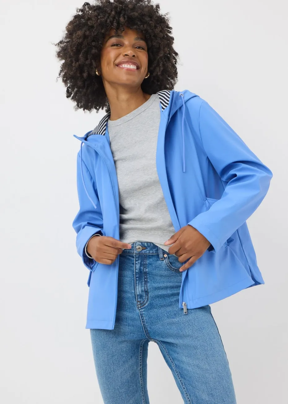 Blue Short Rubberised Parka Jacket