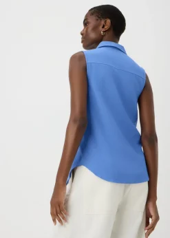 Blue Sleeveless Clipper Shirt